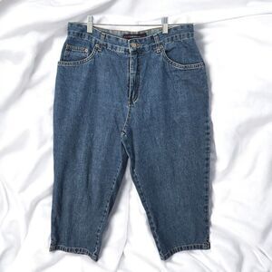 Vintage Bill Blass Jean Capri Women 12P Blue Medium Denim Tapered Mom High Rise